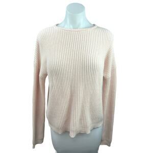 Brandy Melville Pink Waffle Knit Drop Shoulder Oversized Pullover Sweater Top M